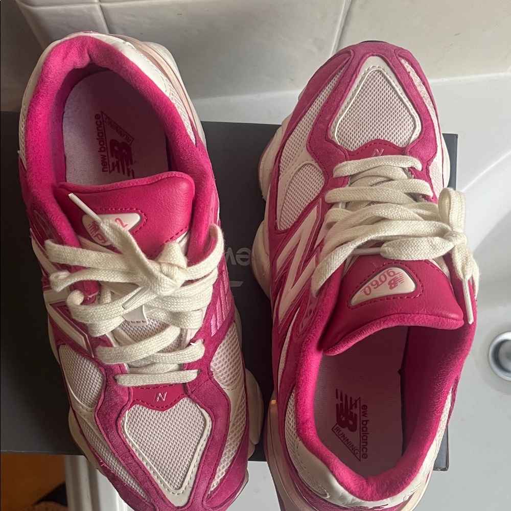 New Balance 9060 Fuchsia and White sneakers - Picture 2 of 5